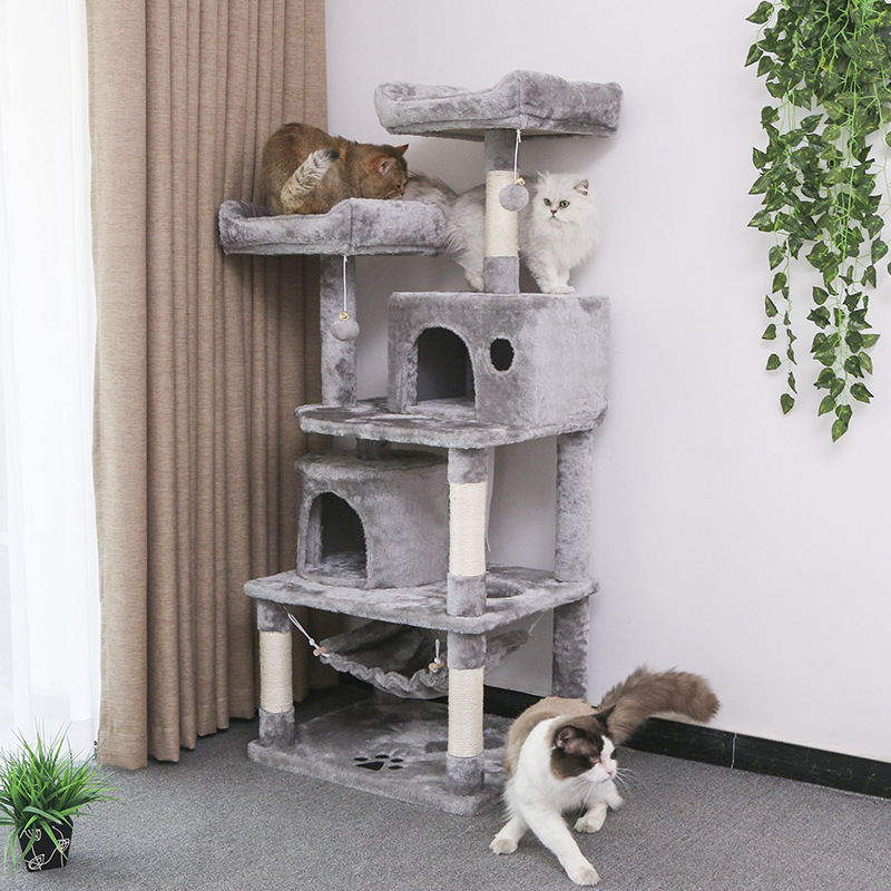 Manufacturer wholesale grey beige brown tower condo cat tree