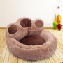 Manufacturer wholesale warm soft plush dog cat bed bear paw shape
