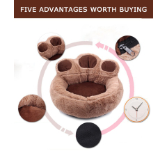 Manufacturer wholesale warm soft plush dog cat bed bear paw shape