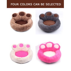 Manufacturer wholesale warm soft plush dog cat bed bear paw shape