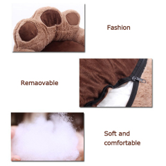 Manufacturer wholesale warm soft plush dog cat bed bear paw shape