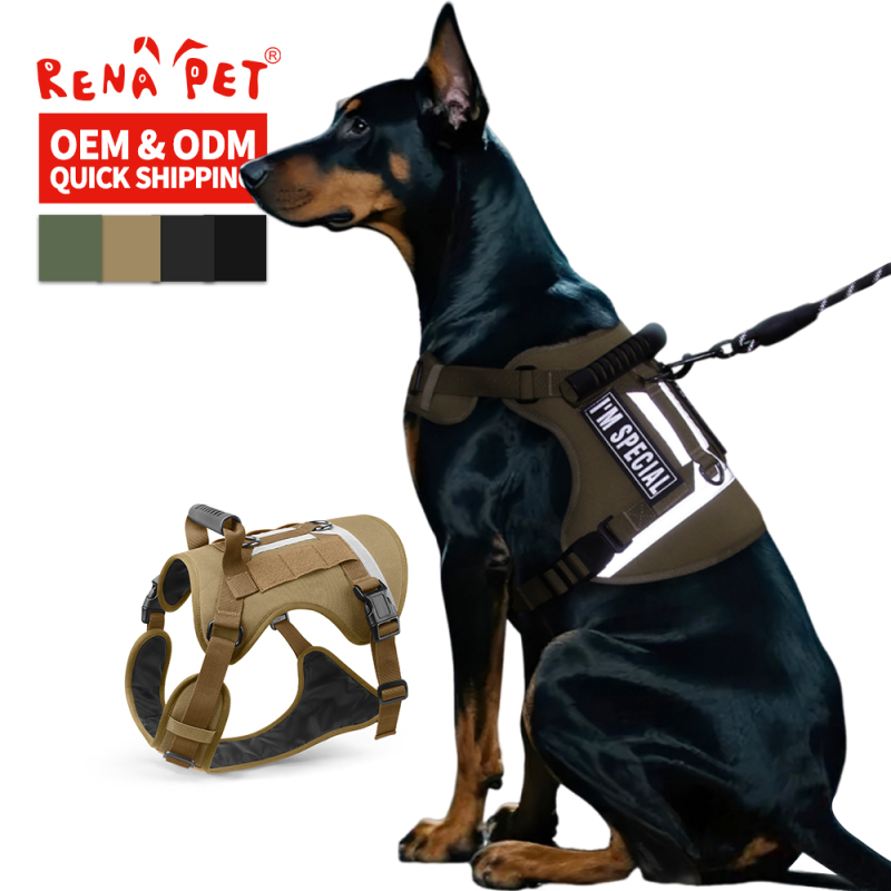 Wholesale Reflective Stripe Oxford Large Dog Tactical Harness