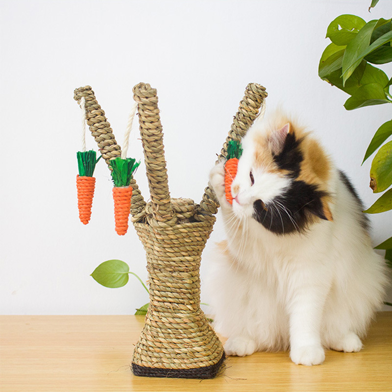 Manufacturer wholesale seaweed cat scratcher tree with carrot rope toys