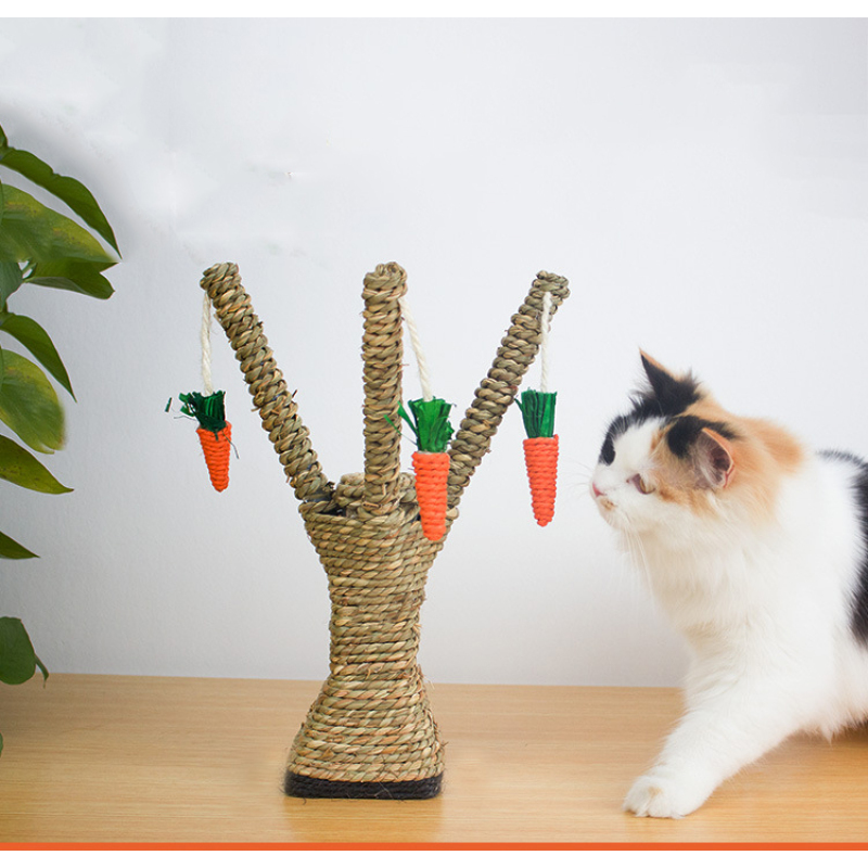 Manufacturer wholesale seaweed cat scratcher tree with carrot rope toys
