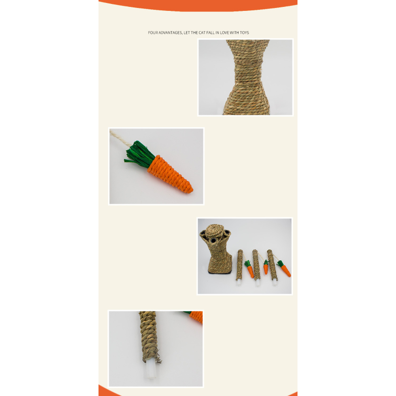 Manufacturer wholesale seaweed cat scratcher tree with carrot rope toys