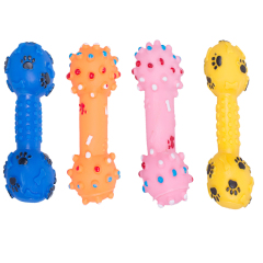 Manufacturer wholesale multi colors dumbbell chew squeaky pet dog vinyl toys