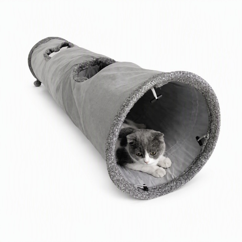 Wholesale Custom Logo Grey Brown Foldable Collapsible Cat Tunnel