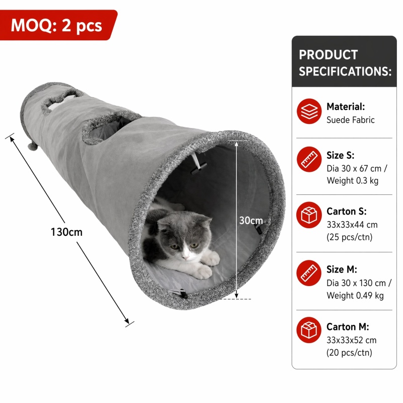 Wholesale Custom Logo Grey Brown Foldable Collapsible Cat Tunnel