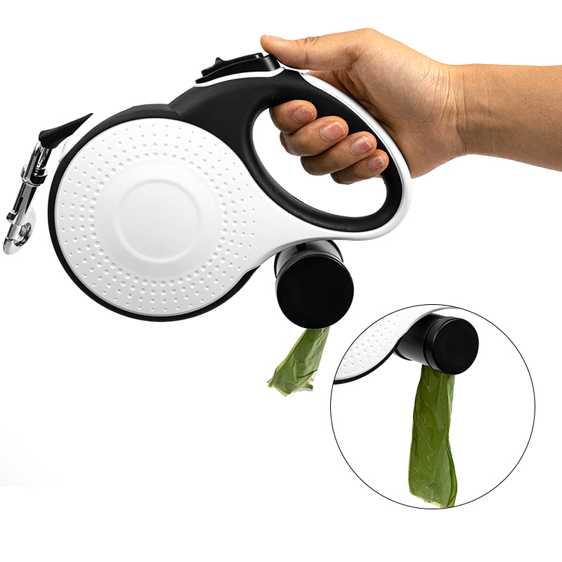 Manufacturer wholesale 3 in 1 dog retractable leash with LED light poop bag