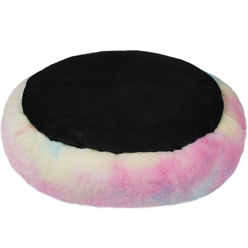 Manufacturer wholesale soft plush warm pet dog colorful round bed