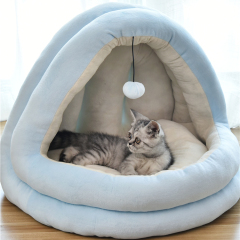 Manufacturer wholesale warm plush soft yurt pp cotton cat folding house bed