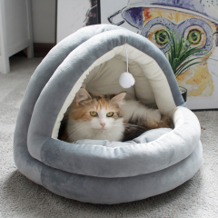 Manufacturer wholesale warm plush soft yurt pp cotton cat folding house bed
