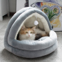 Manufacturer wholesale warm plush soft yurt pp cotton cat folding house bed