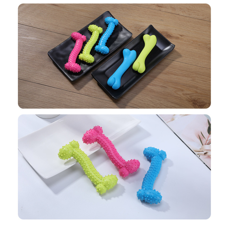 Manufacturer wholesale chew dog tpr bone toys pink yellow blue