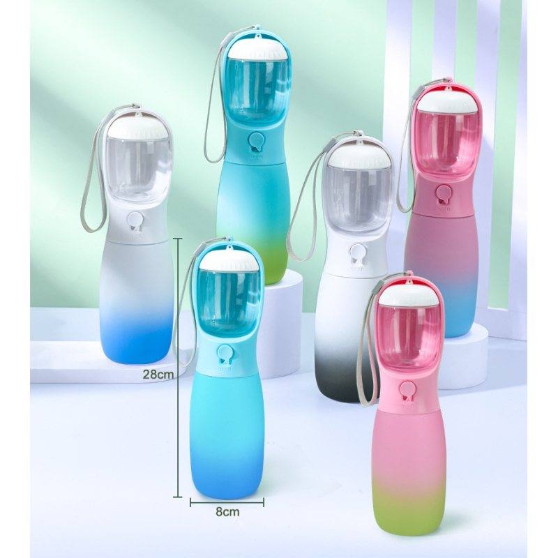 Wholesale Custom Logo Portable Gradient Color Cat Dog Travel Water Bottle