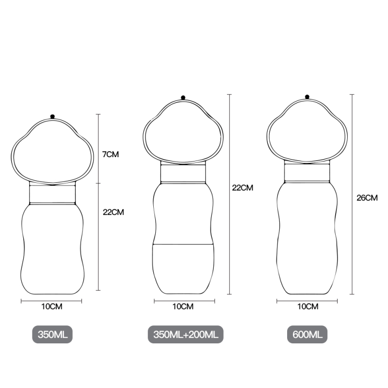 Manufacturer wholesale white yellow purple portable dog water bottle cloud design