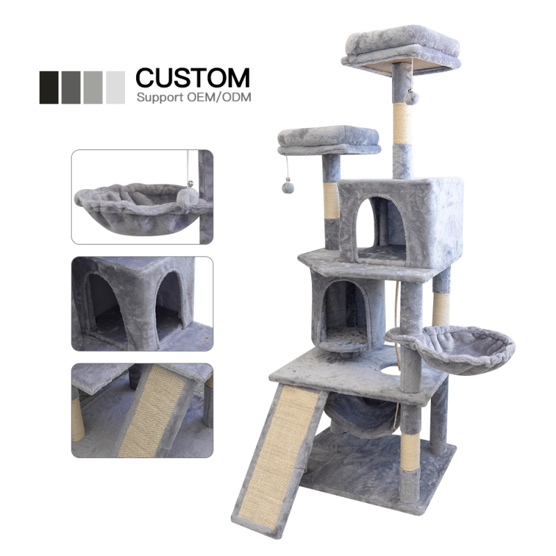 Manufacturer Wholesale Sisal Grey Large Cat Tree Scratcher Pet Product