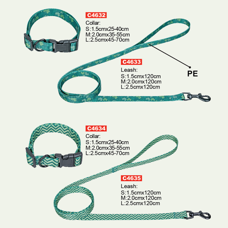 Manufacturer Wholesale Custom logo Adjustable Green Dog Leash Collar