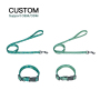 Manufacturer Wholesale Custom logo Adjustable Green Dog Leash Collar