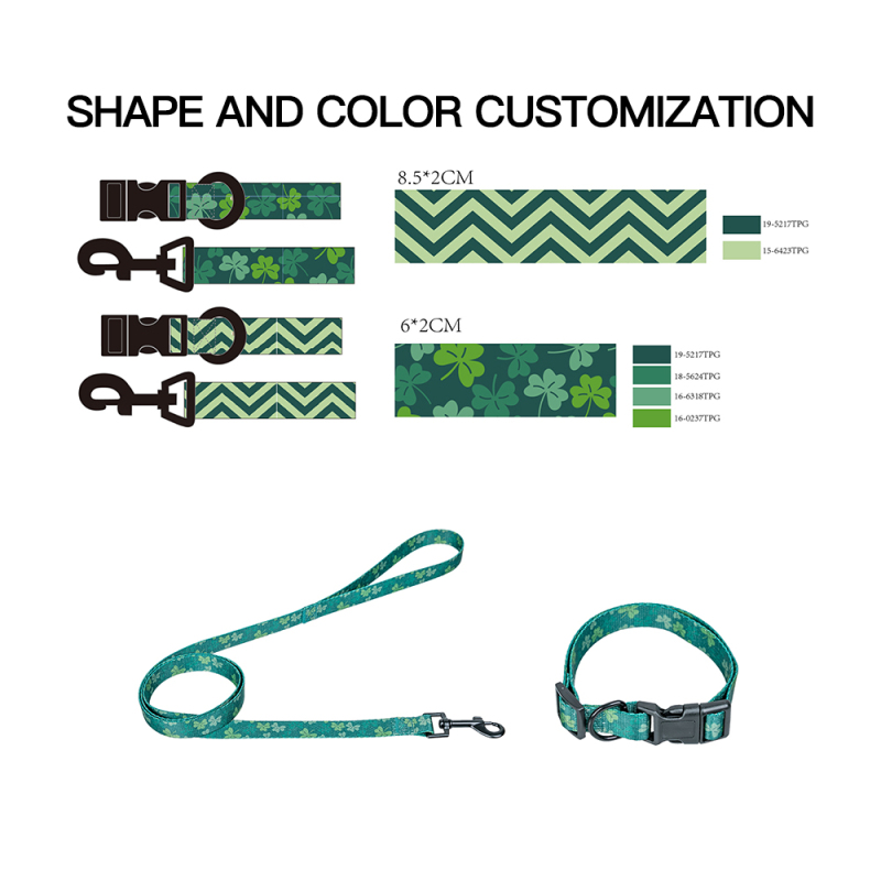 Manufacturer Wholesale Custom logo Adjustable Green Dog Leash Collar