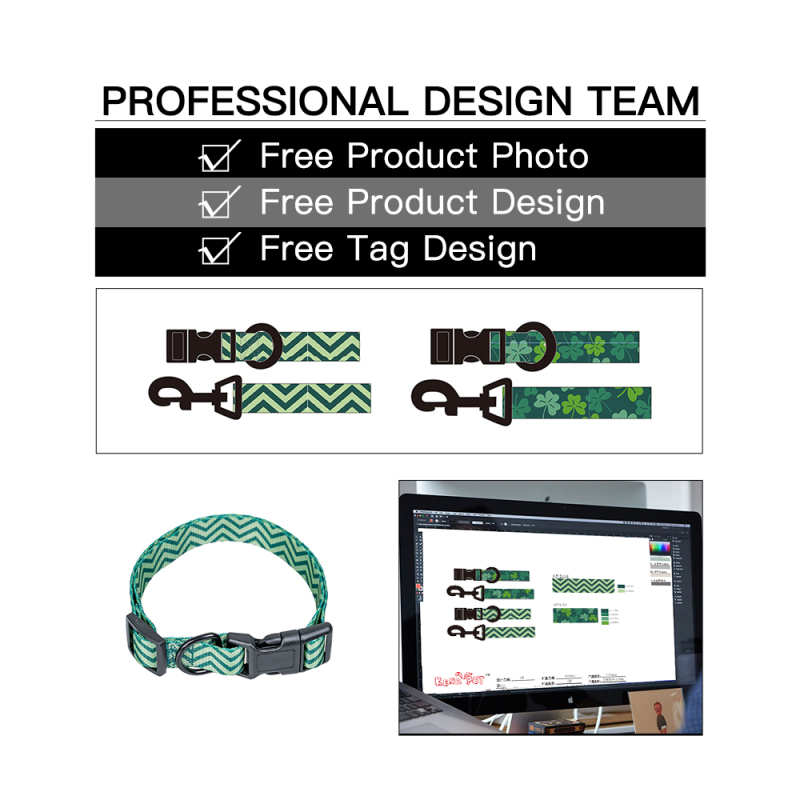 Manufacturer Wholesale Custom logo Adjustable Green Dog Leash Collar