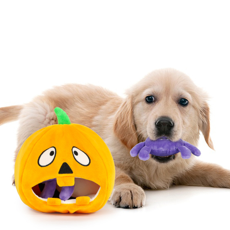 Manufacturer wholesale pumpkin ghost spider bat dog plush toys halloween design