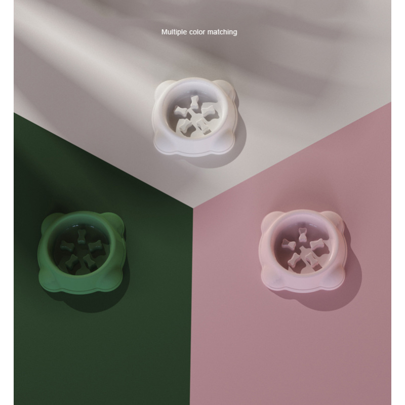 Manufacturer wholesale green white pink plastic dog slow feeder bowl non-slip