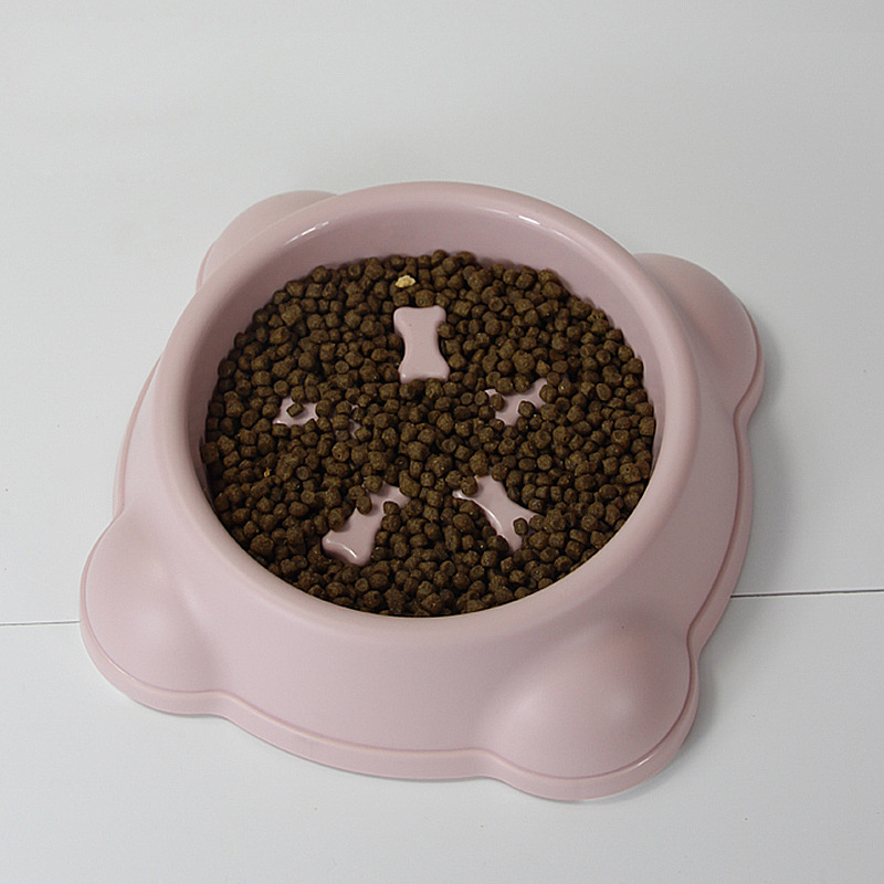 Manufacturer wholesale green white pink plastic dog slow feeder bowl non-slip