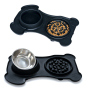 Manufacturer wholesale detachable slow feeder dog two bowls with mat grey black
