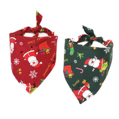 Manufacturer wholesale custom logo design pattern printed cotton pet accessory dog bandana christmas