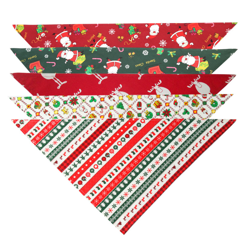 Manufacturer wholesale custom logo design pattern printed cotton pet accessory dog bandana christmas