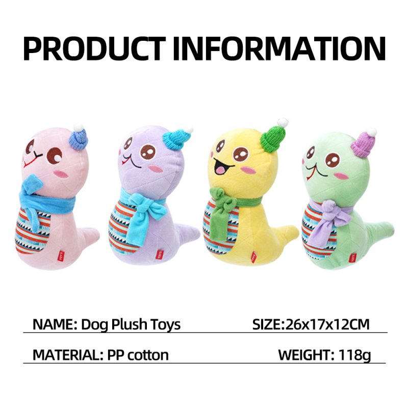 Manufacturer Wholesale Custom Logo Snake Design Squeaky Chew Pet Dog Plush Toy