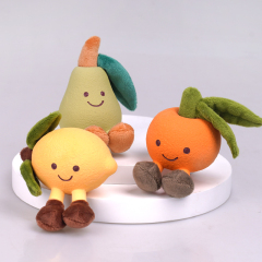 Manufacturer wholesale squeaky fruit design short plush chew dog latex toy