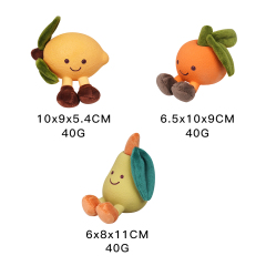 Manufacturer wholesale squeaky fruit design short plush chew dog latex toy