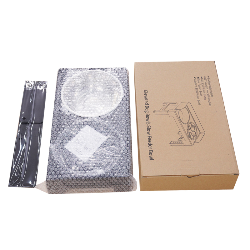 Wholesale Foldable Slow Feeder Stainless Steel Dog Elevated Bowl