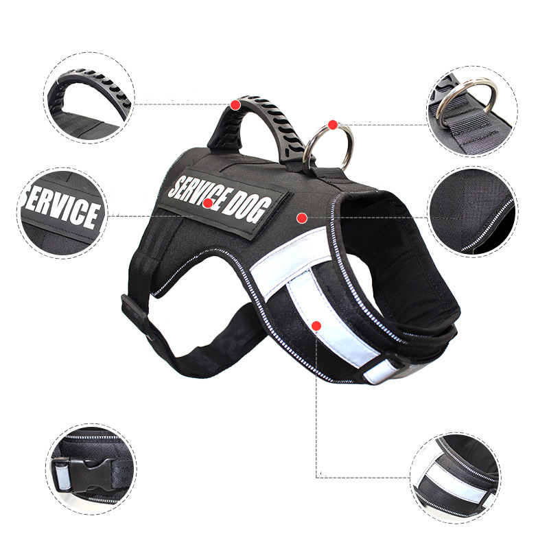 Manufacturer wholesale black red adjustable nylon outdoor harness for big dog use