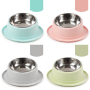 Manufacturer wholesale multi colors portable carrier ABS round dog inclined surface bowl