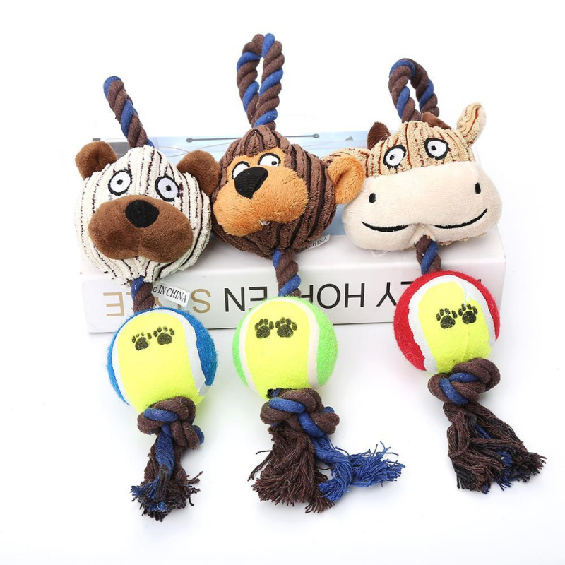 durable stuffed dog plush toys with tennis ball