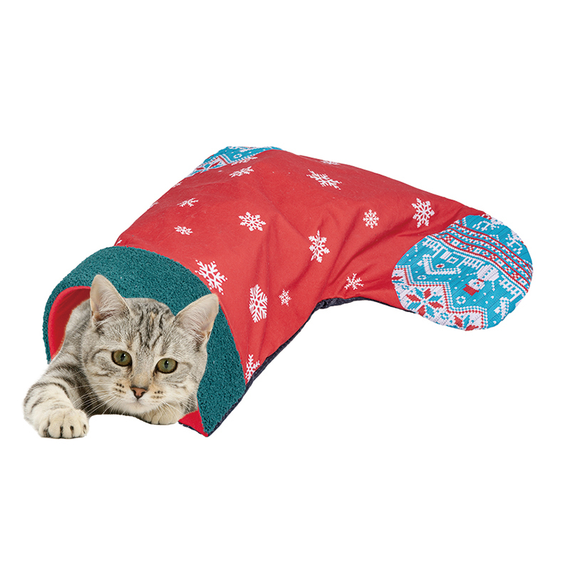 Manufacturer wholesale snow pattern cat tunnel christmas sock design