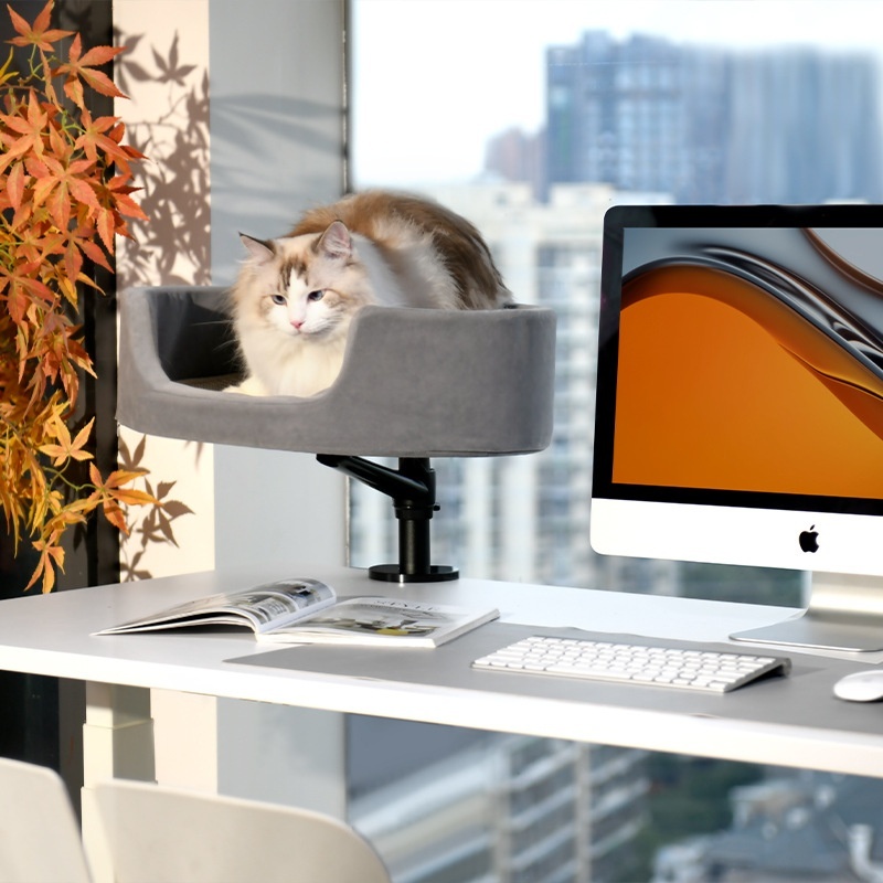 Wholesale Warm and Safe Office Cat Bed Solid Pattern Removable Washable Winter Kitten Bed