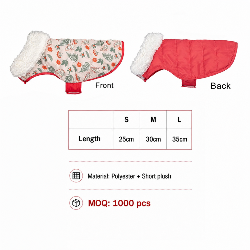 Wholesale Customized Double Sided Coat Dog Pet Clothes Christmas