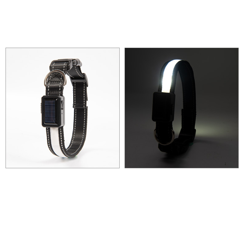 Manufacturer wholesale multi-colors energy saving environmental nylon led pet dog collar usb solar charging