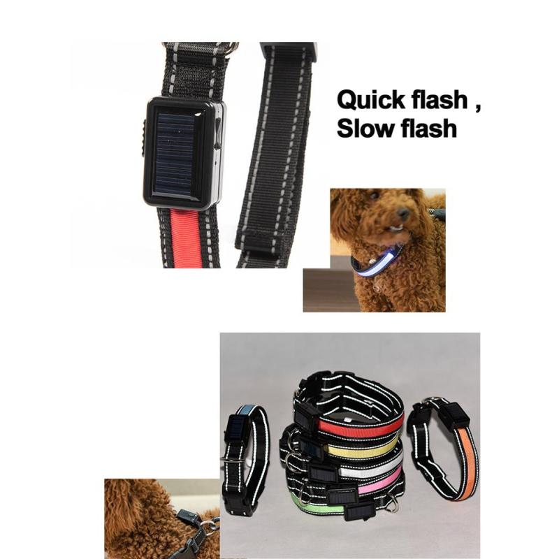 Manufacturer wholesale multi-colors energy saving environmental nylon led pet dog collar usb solar charging