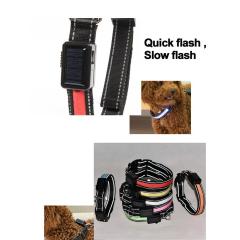 Manufacturer wholesale multi-colors energy saving environmental nylon led pet dog collar usb solar charging