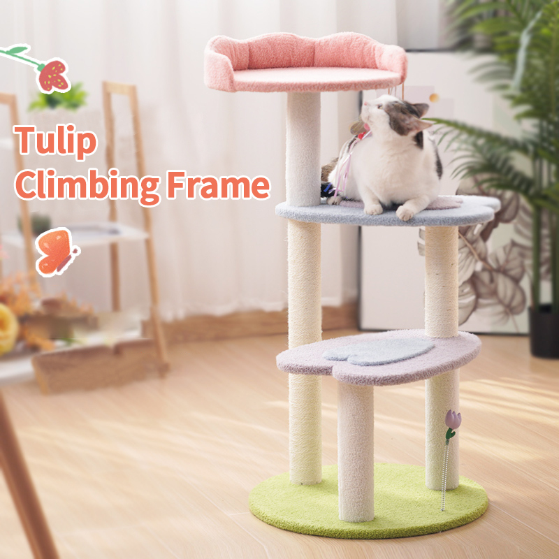 Manufacturer wholesale pink design flower cat trees & scratcher