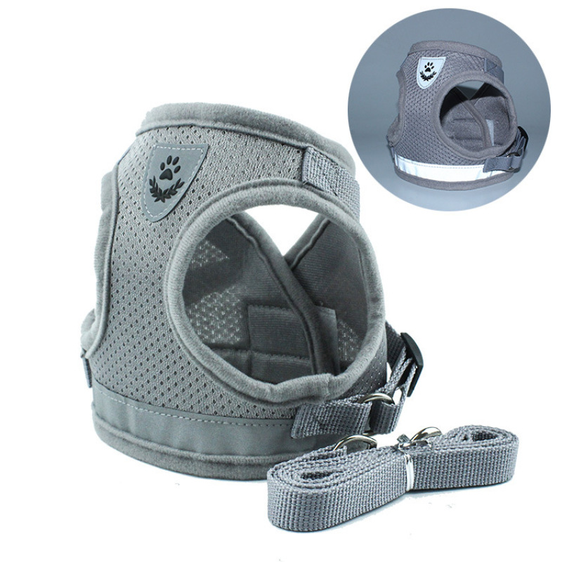 Manufacturer wholesale breathable red black blue grey nylon pet dog reflective harness