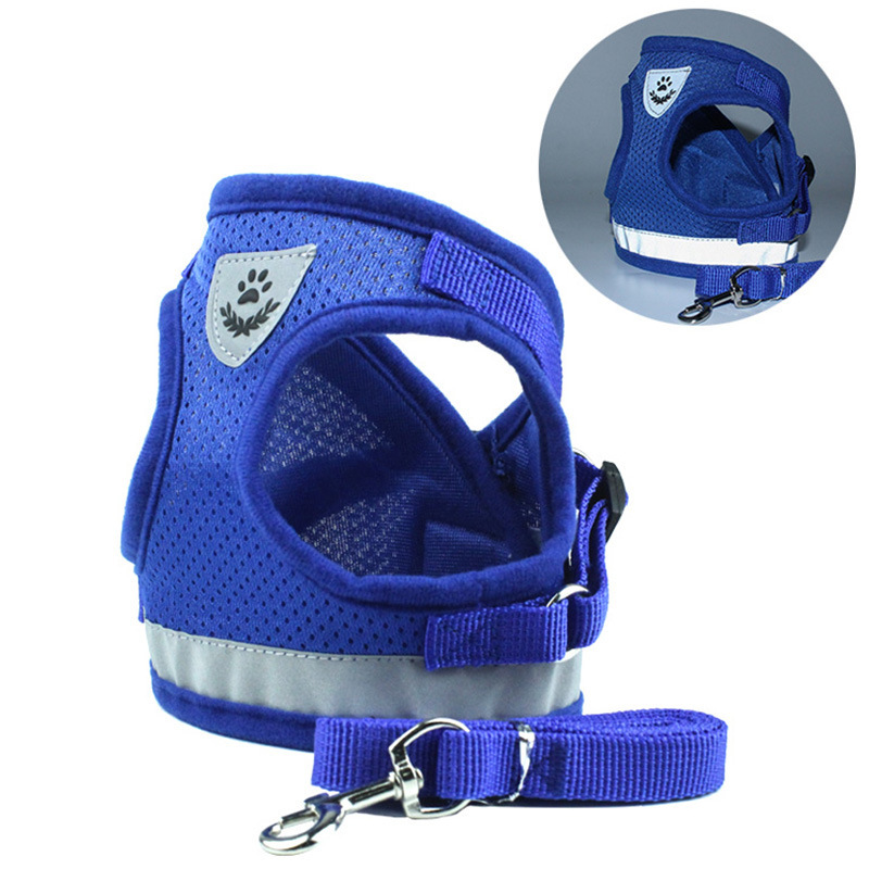 Manufacturer wholesale breathable red black blue grey nylon pet dog reflective harness