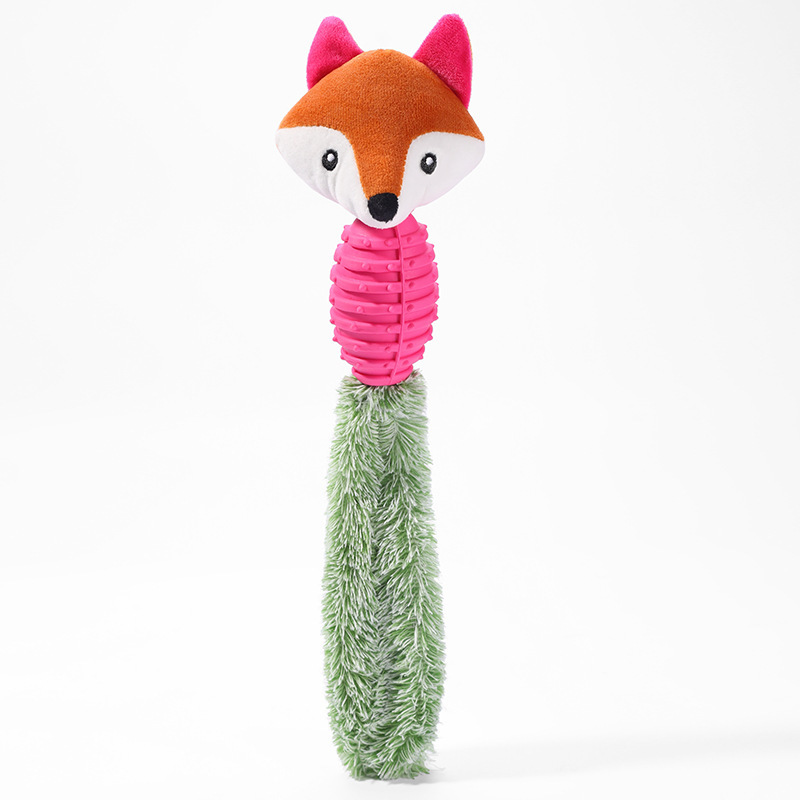 Manufacturer wholesale frog fox squirrel plush tpr dog chew toys