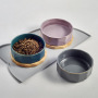 Manufacturer wholesale luxury microwaveable ceramic cat dog bowl with wooden underlay