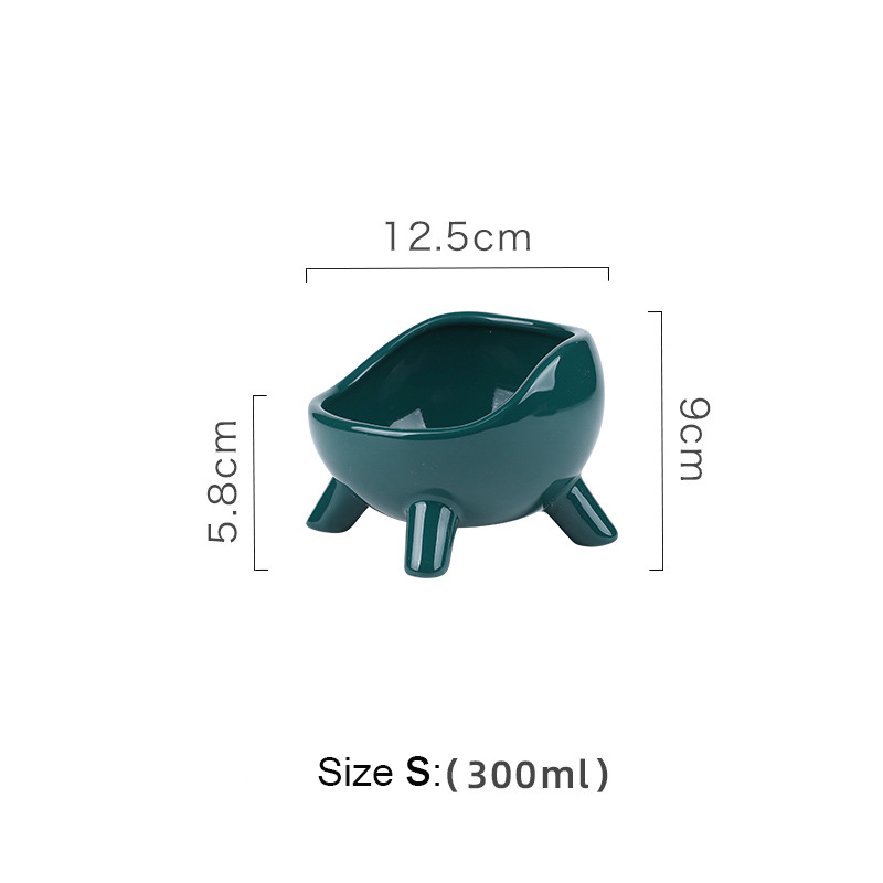 Manufacturer wholesale green yellow ceramic dog cat bowl stable